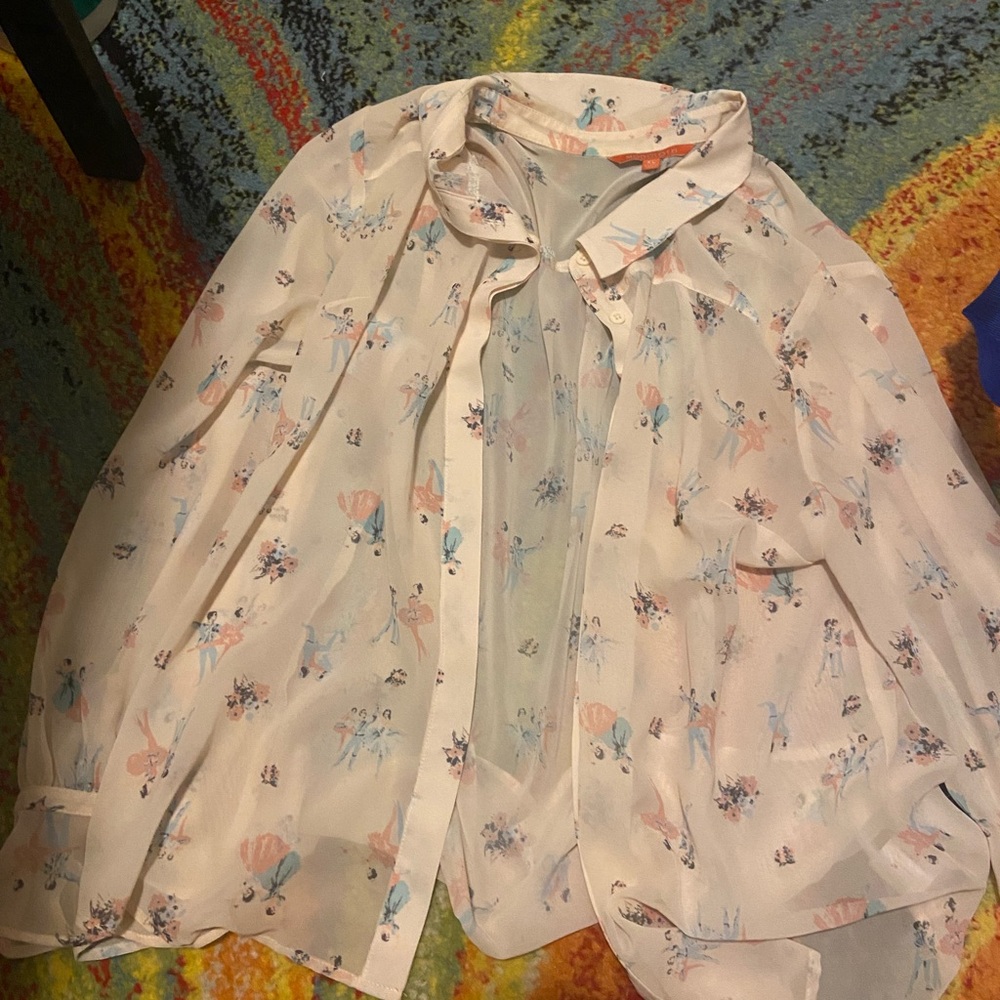 Modcloth Pastel Dancer Print Blouse